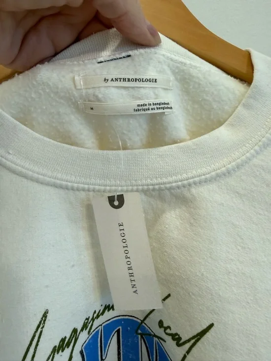 NWT Anthropologie Les Citrons Graphic Crewneck Sweatshirt Medium Vacay Coastal - Picture 8 of 9